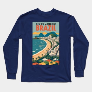 A Vintage Travel Poster of Copacabana - Rio de Janeiro - Brazil Long Sleeve T-Shirt